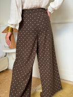 Pantalon Vivianne - Marron à Pois