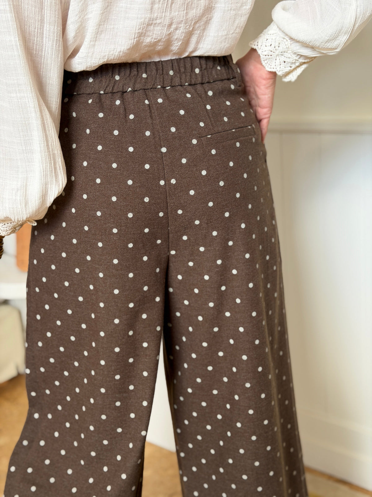 Pantalon Vivianne - Marron à Pois
