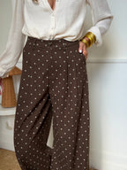 Pantalon Vivianne - Marron à Pois