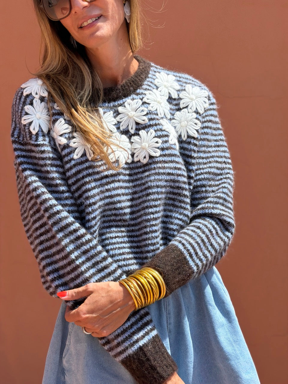 Maille Célestine - Bleu & Marron